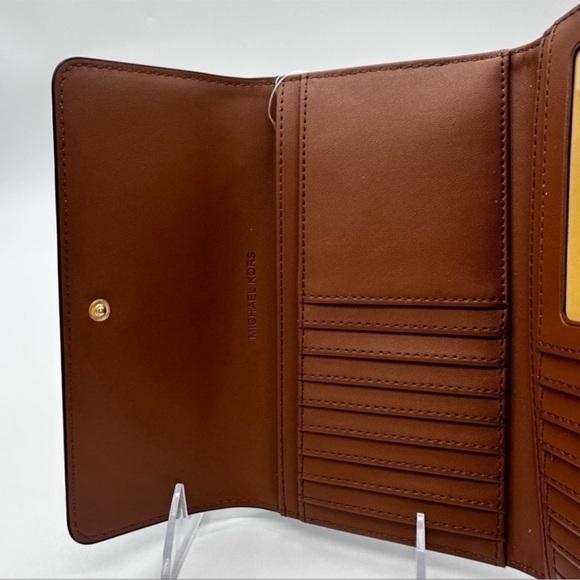 Michael Kors Lg Double Zip Wallet Wristlet & Trifold Wallet Brown | BUNDLE DEAL - Picture 11 of 13
